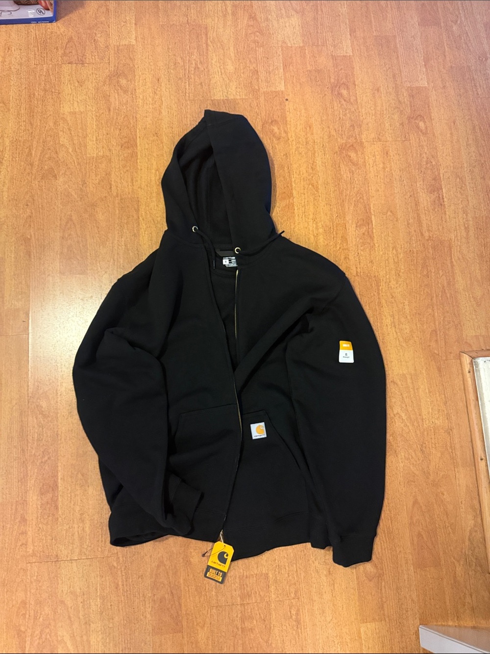 Carhartt Black Full-Zip Hooded Sweatshirt with Logo Patch XL